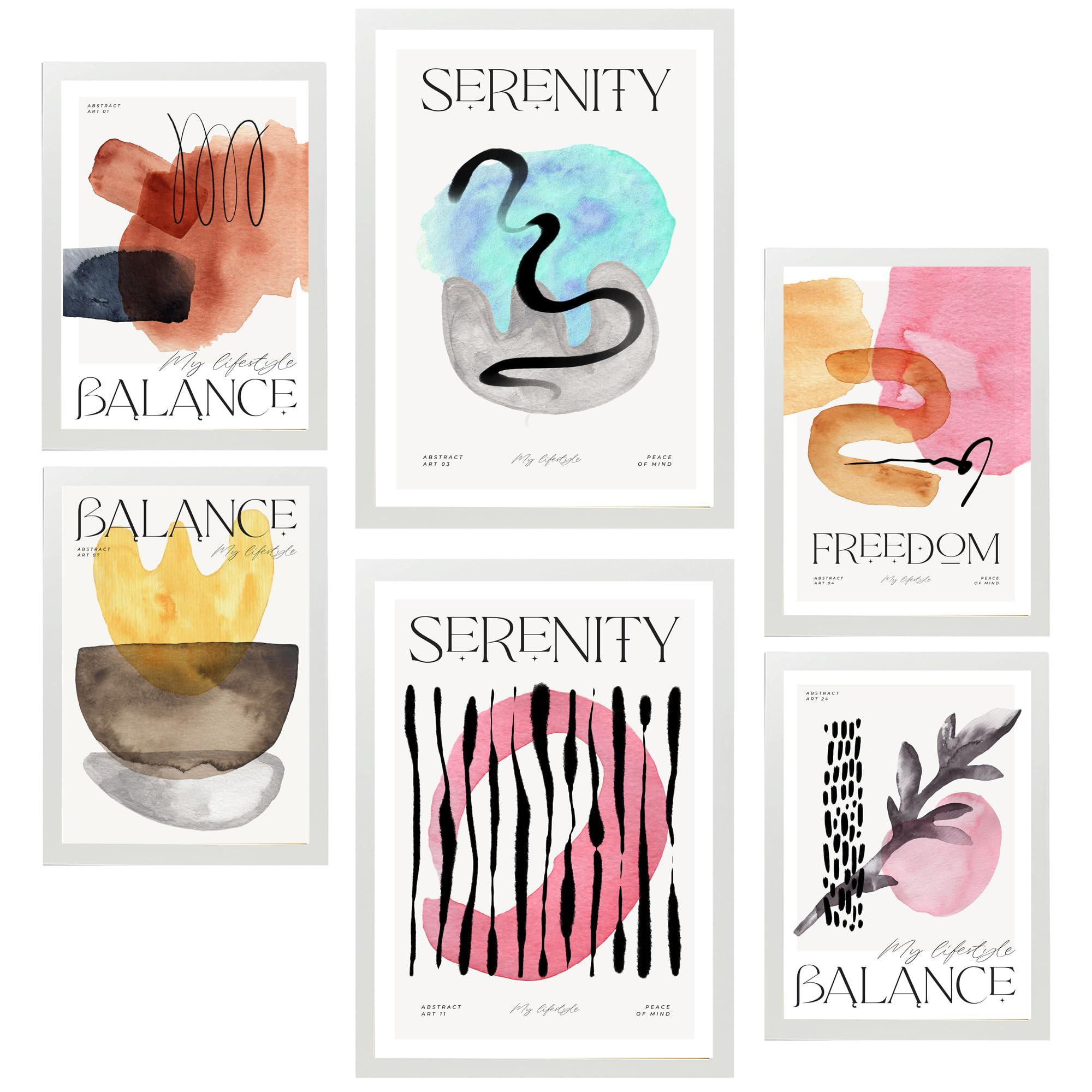 POSTER Set Mit 6 Emotionen A3 & A4 Weißer Rahmen - Weiß, Papier (29/3cm) - Nacnic