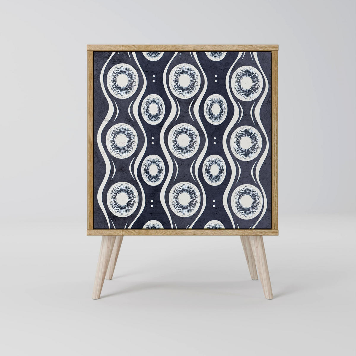 SIDEBOARD GRAPHITE EYES, Grau, 57,5x42x67,5 cm, Schwarze Metall-Rahmenfüße - Multicolor/Schwarz, Holzwerkstoff/Metall (57.5/67.5/42cm) - SpaceRebels