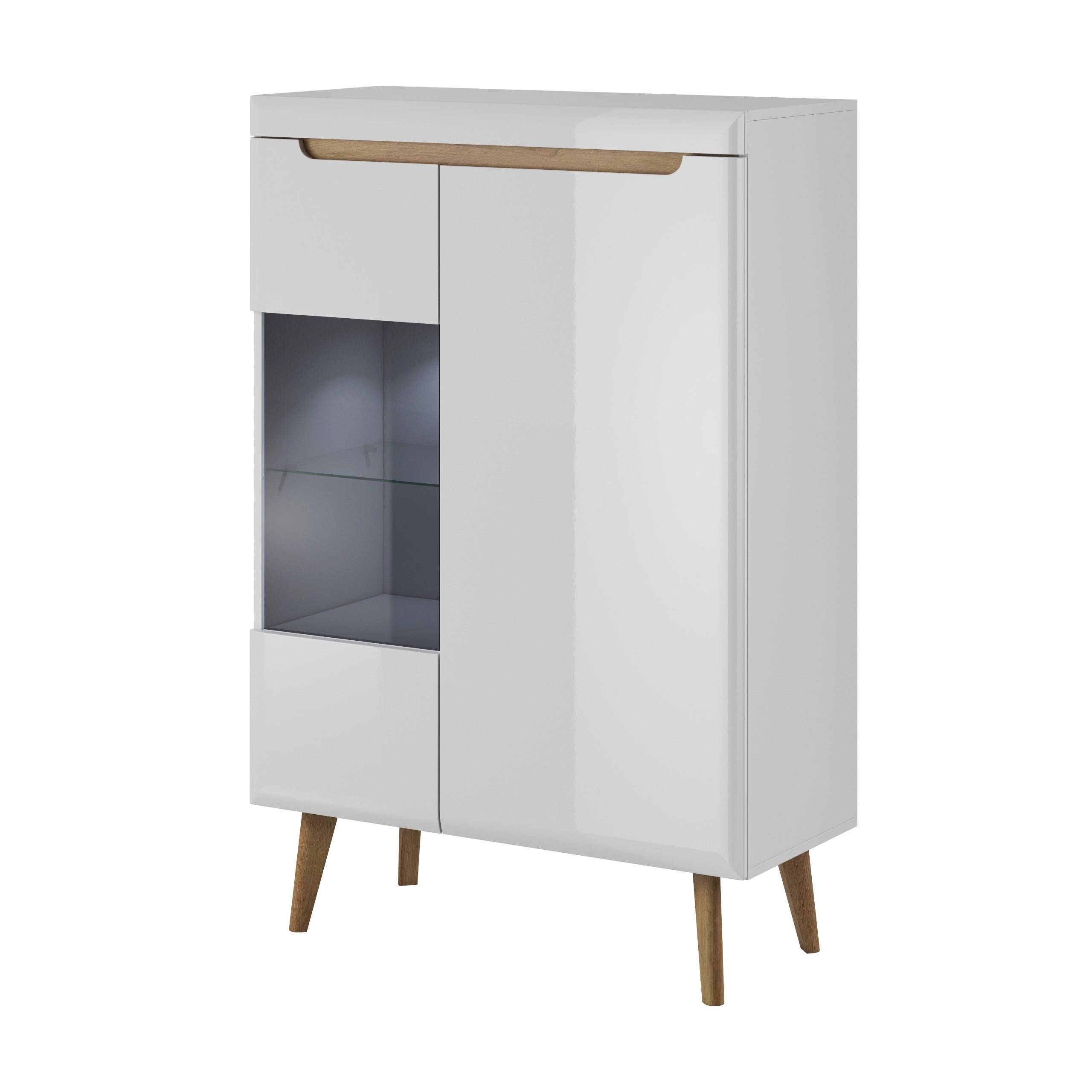 VITRINE in Weiß - Weiß, Holzwerkstoff (90/134/40cm) - MASSENO