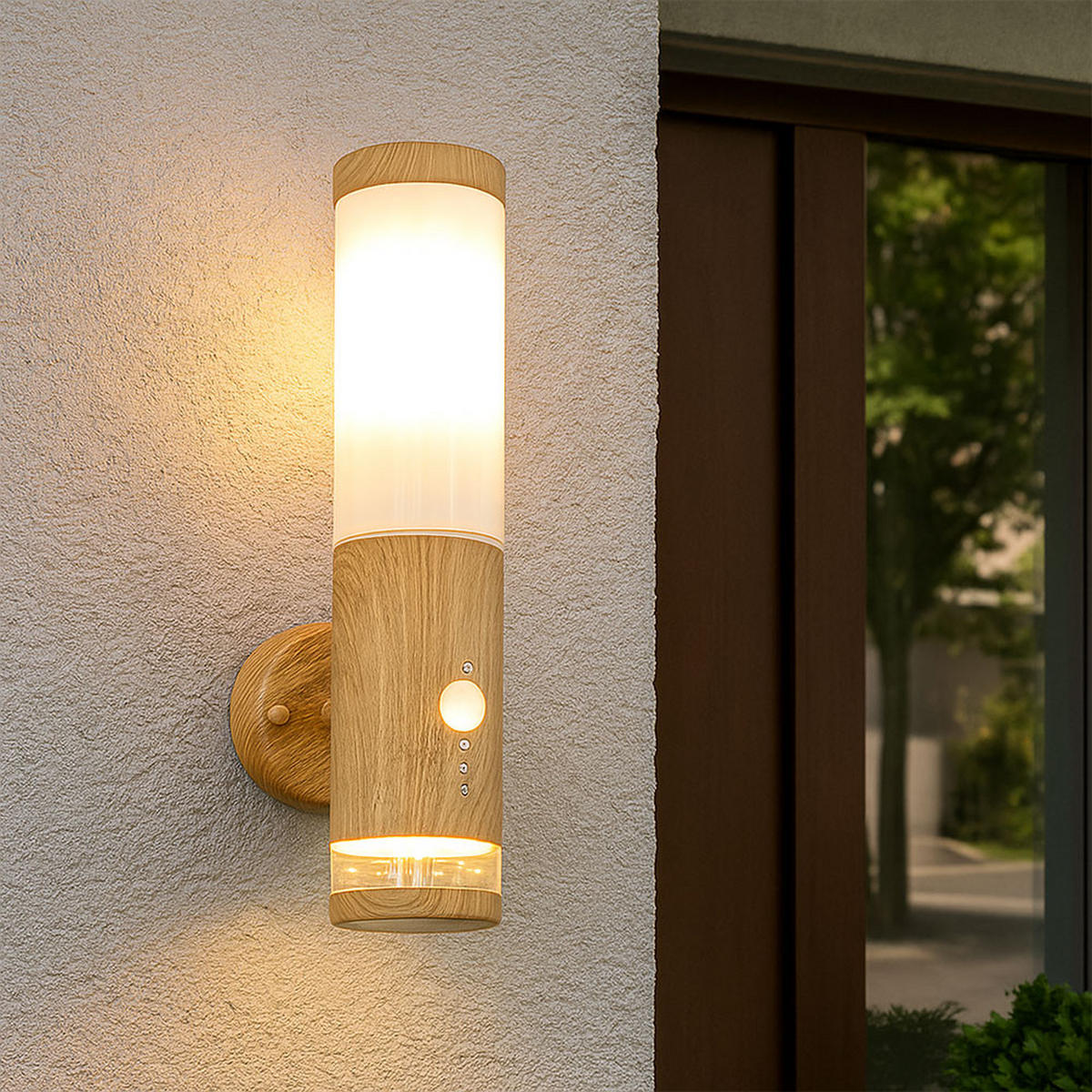 LED WANDLEUCHTE Holz-Optik Braun - Braun, Metall (14.2/8.5/35cm) - Globo Lighting