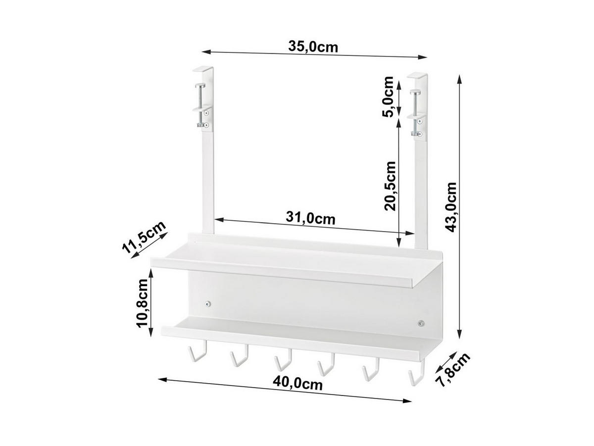 KABEL-ORGANIZER Smart weiß 40/43/11 cm für den Schreibtisch - Weiß, Metall (11/40/43cm) - Yamazaki