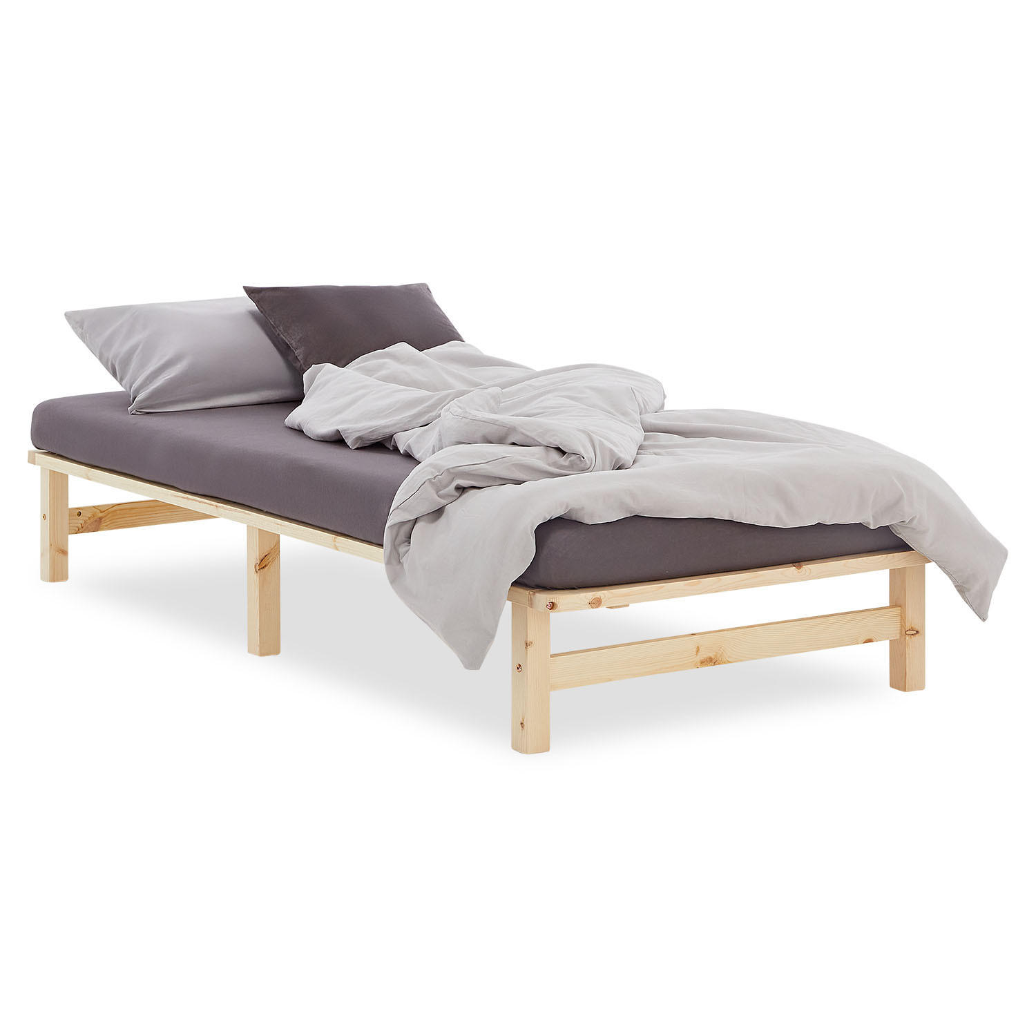 Homestyle4u Holzbett Braun 100x200 cm