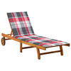 SONNENLIEGE mit Auflage Akazie Massivholz - Multicolor, Holz (59/85/200cm) - furnicato