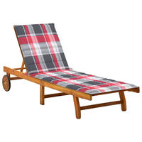 SONNENLIEGE mit Auflage Akazie Massivholz - Multicolor, Holz (59/85/200cm) - furnicato