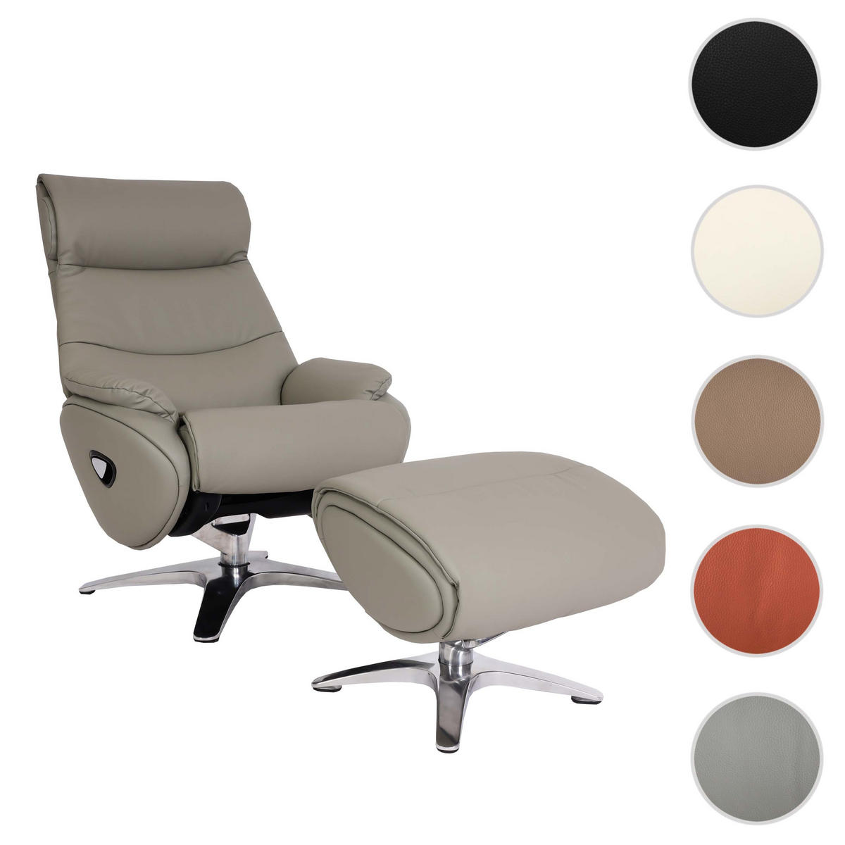 RELAXSESSEL MIT HOCKER Grau - Grau, Textil (117/110/77cm) - MCW