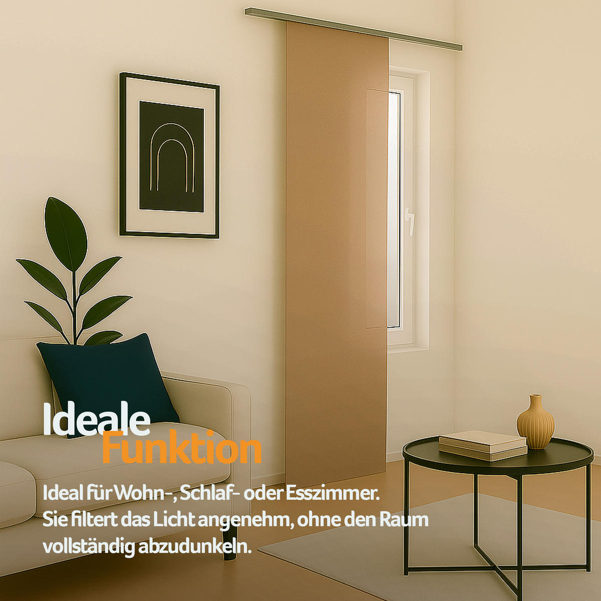 FLÄCHENVORHANG blickdicht 60x245 cm Hellbraun mit Technik - Hellbraun, Textil (60/245cm)