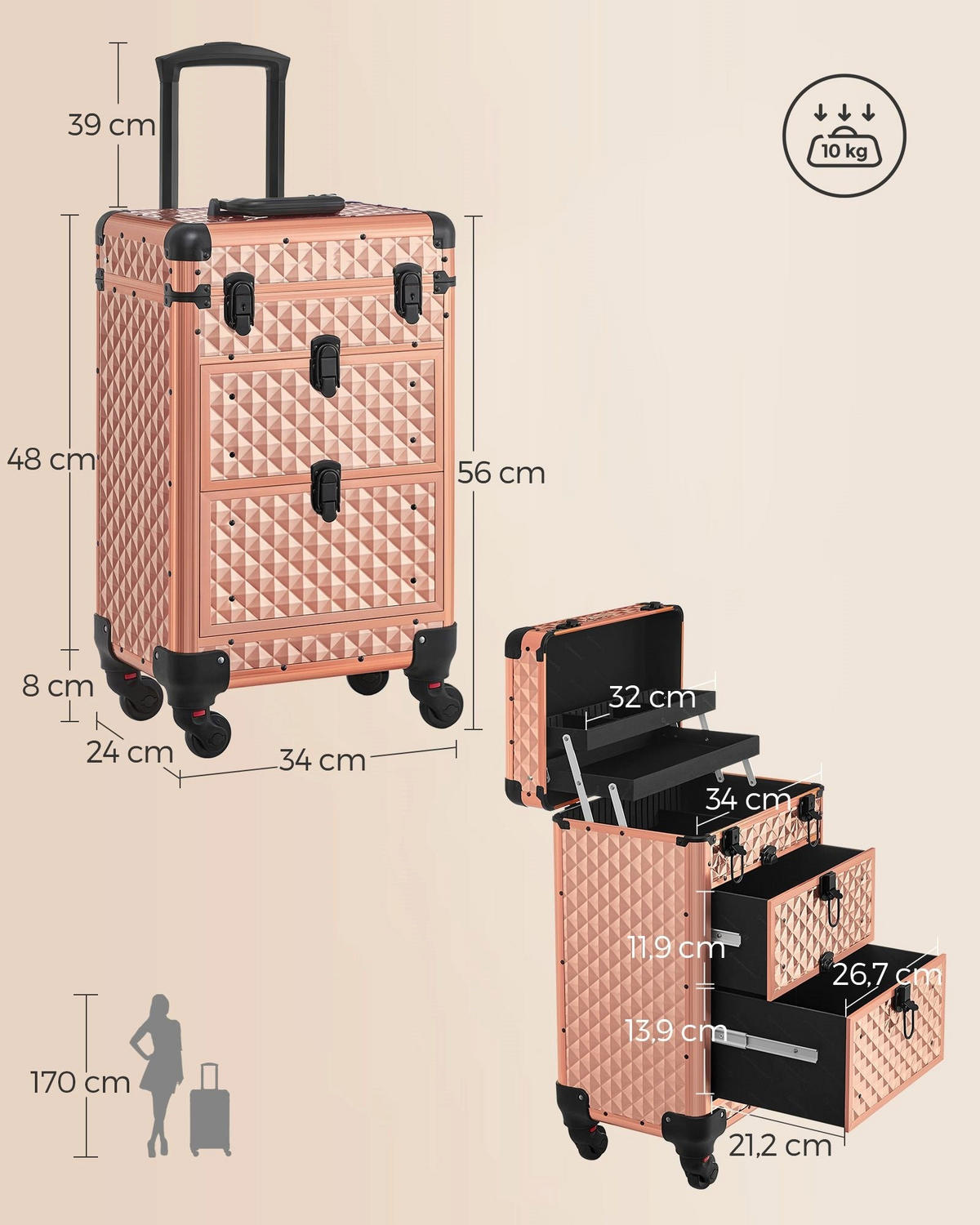 KOSMETIKKOFFER MASERU - Goldfarben, Kunststoff (24/56/34cm) - Hansiro