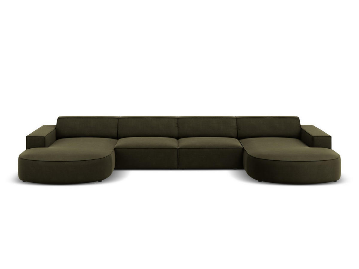 PANORAMASOFA Jodie aus Samt grün 6 Sitzplätze - Grün, Textil (166/70/364cm) - Micadoni