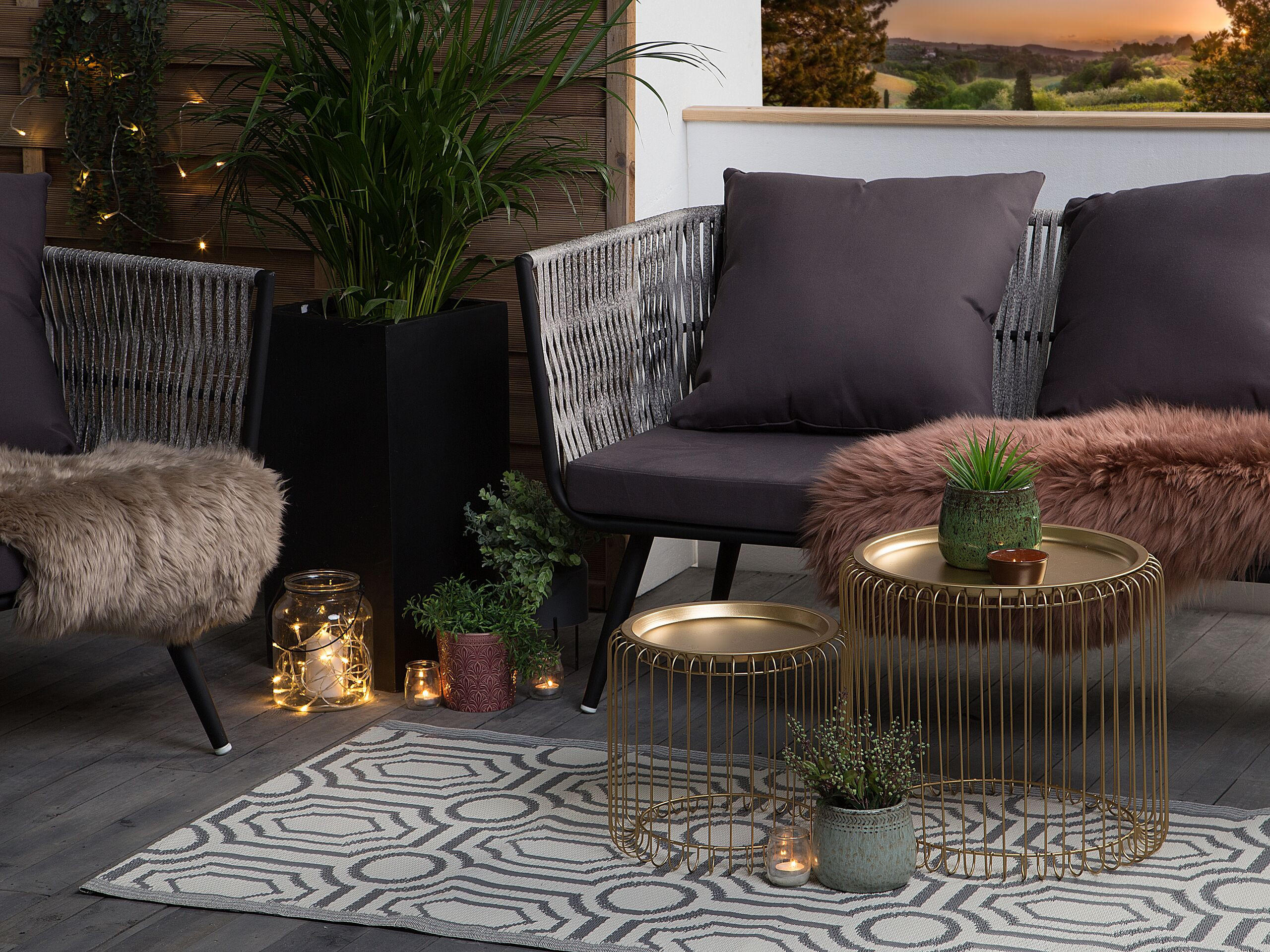 OUTDOOR-TEPPICH Bidar 180/90 cm - Grau, Kunststoff (90/180cm) - Beliani