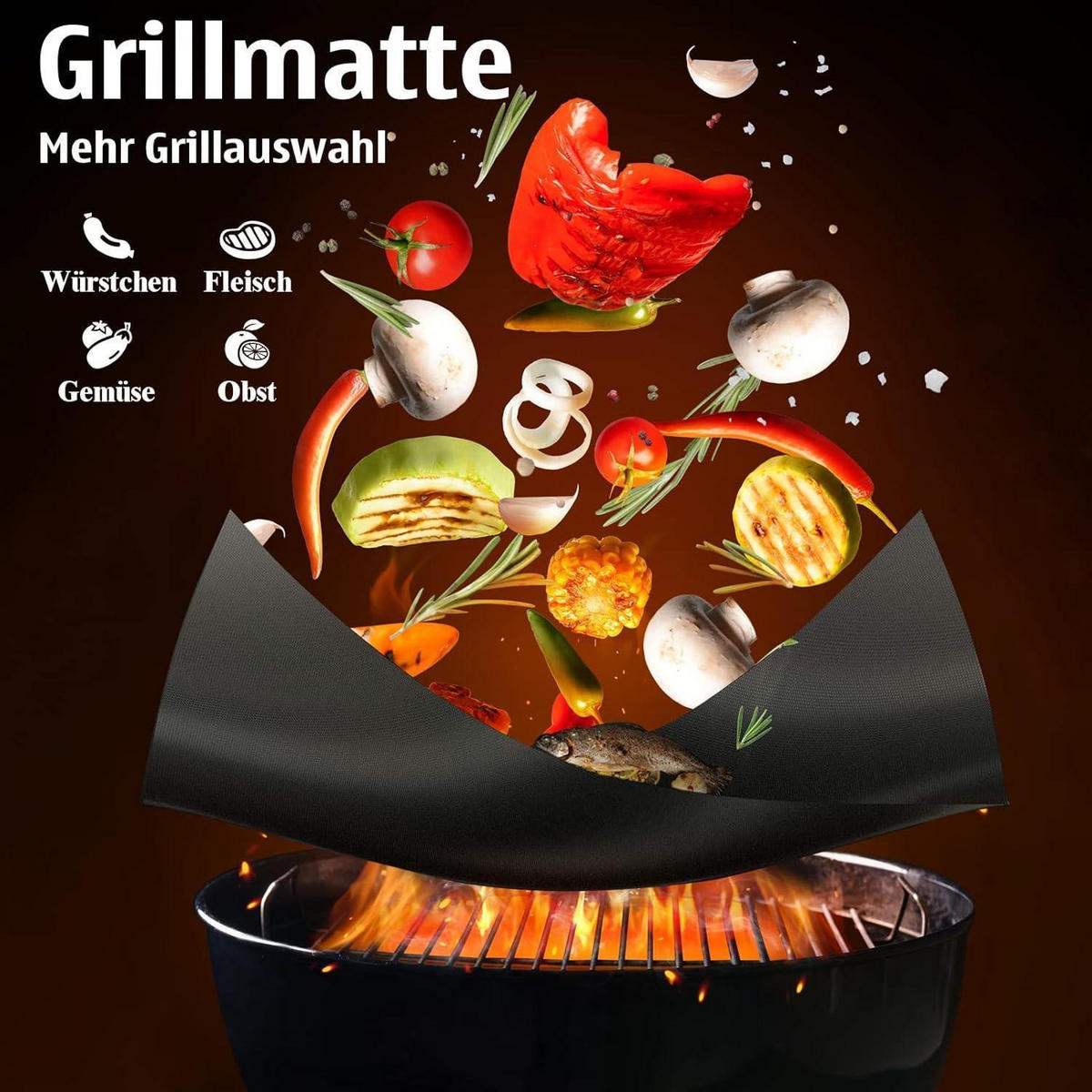 GRILLBESTECK 26-teiliges Set Edelstahl mit Koffer und Fleischthermometer - Braun, Metall (44.5cm)