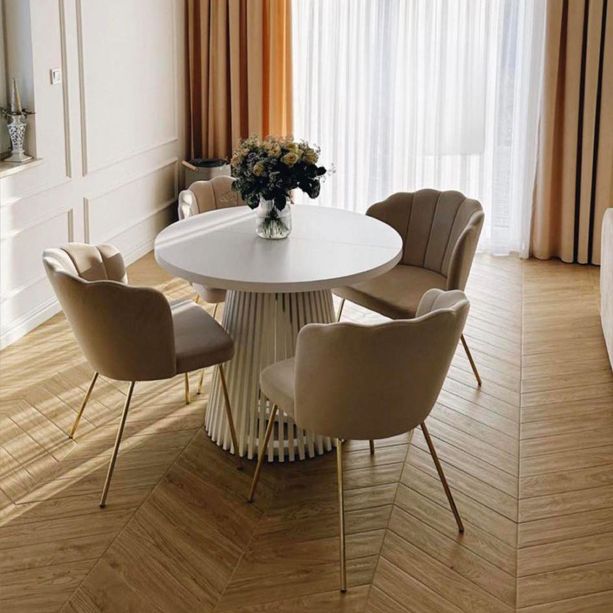 ESSTISCH runder ausziehbarer Tisch für Esszimmer DOVER 90 / 140 cm, Farbe: Eiche Sonoma / Schwarz - Schwarz/Sonoma Eiche, Holz (140/90/77cm) - Dekori_Interiors