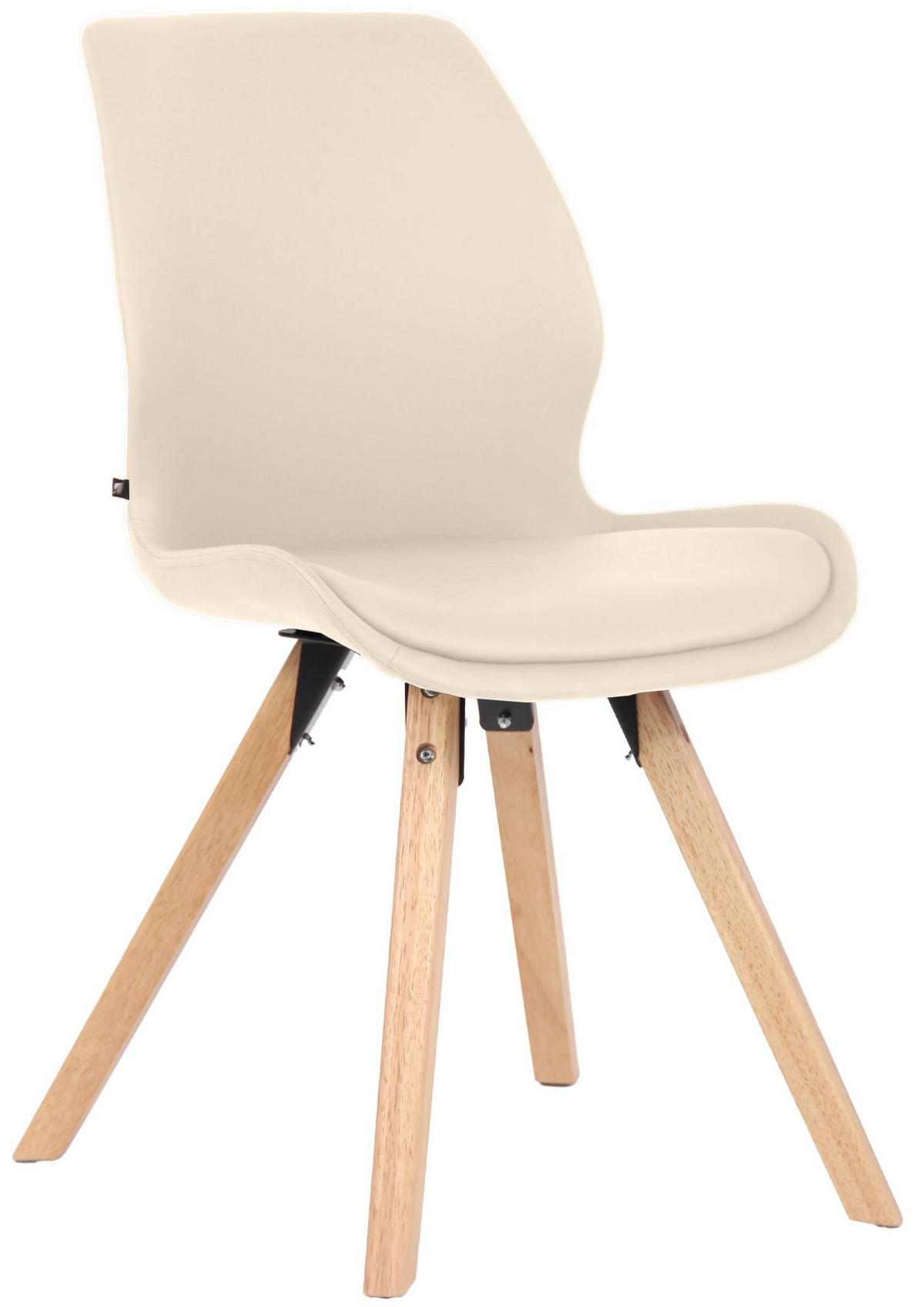 STUHL Lederlook Creme - Eukalyptusholzfarben/Creme, Holz/Textil (49/87/58cm) - CLP