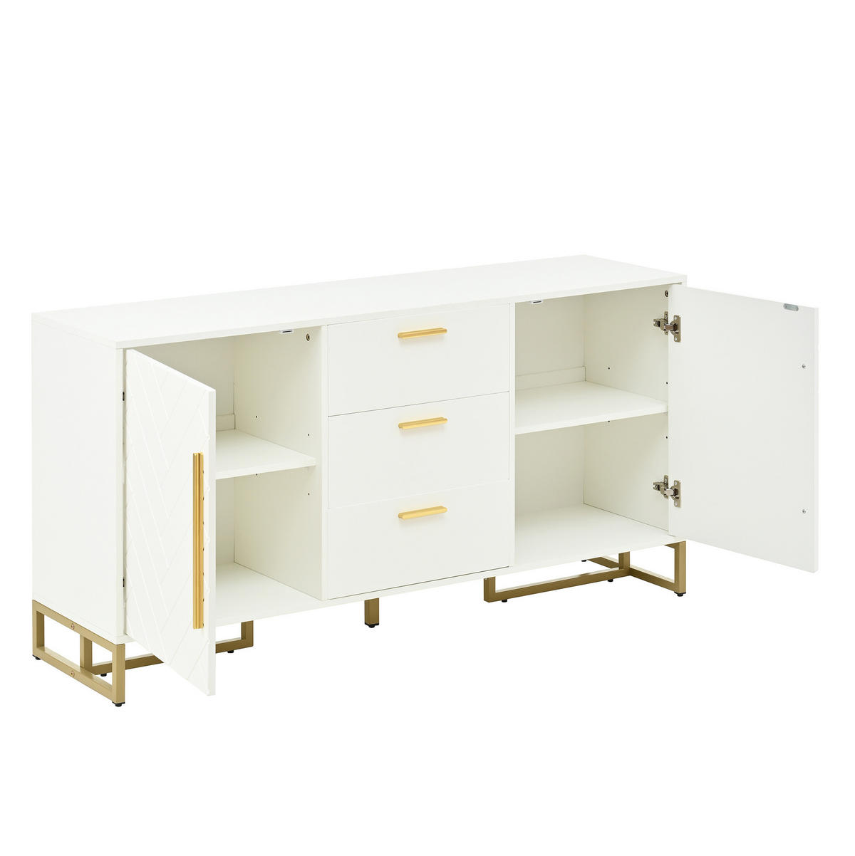 SIDEBOARD 38/110/111 cm mit Weinregal, Glastrennwand und LED-Beleuchtung, Natur/Schwarz - Naturfarben, Holzwerkstoff (110/111/38cm) - Redom