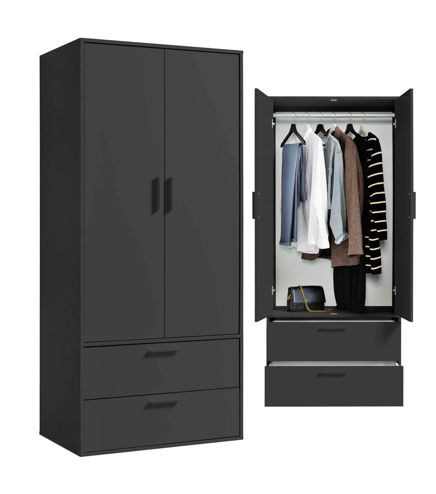 KLEIDERSCHRANK Der Kleiderheld - Anthrazit, Holzwerkstoff (80/180/51cm) - Mokebo