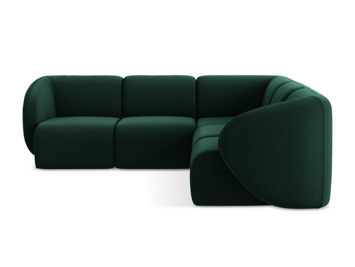 ECKSOFA Samt Stoff Grün - Dunkelgrün/Schwarz, Holzwerkstoff/Kunststoff (251/251cm) - Makamii