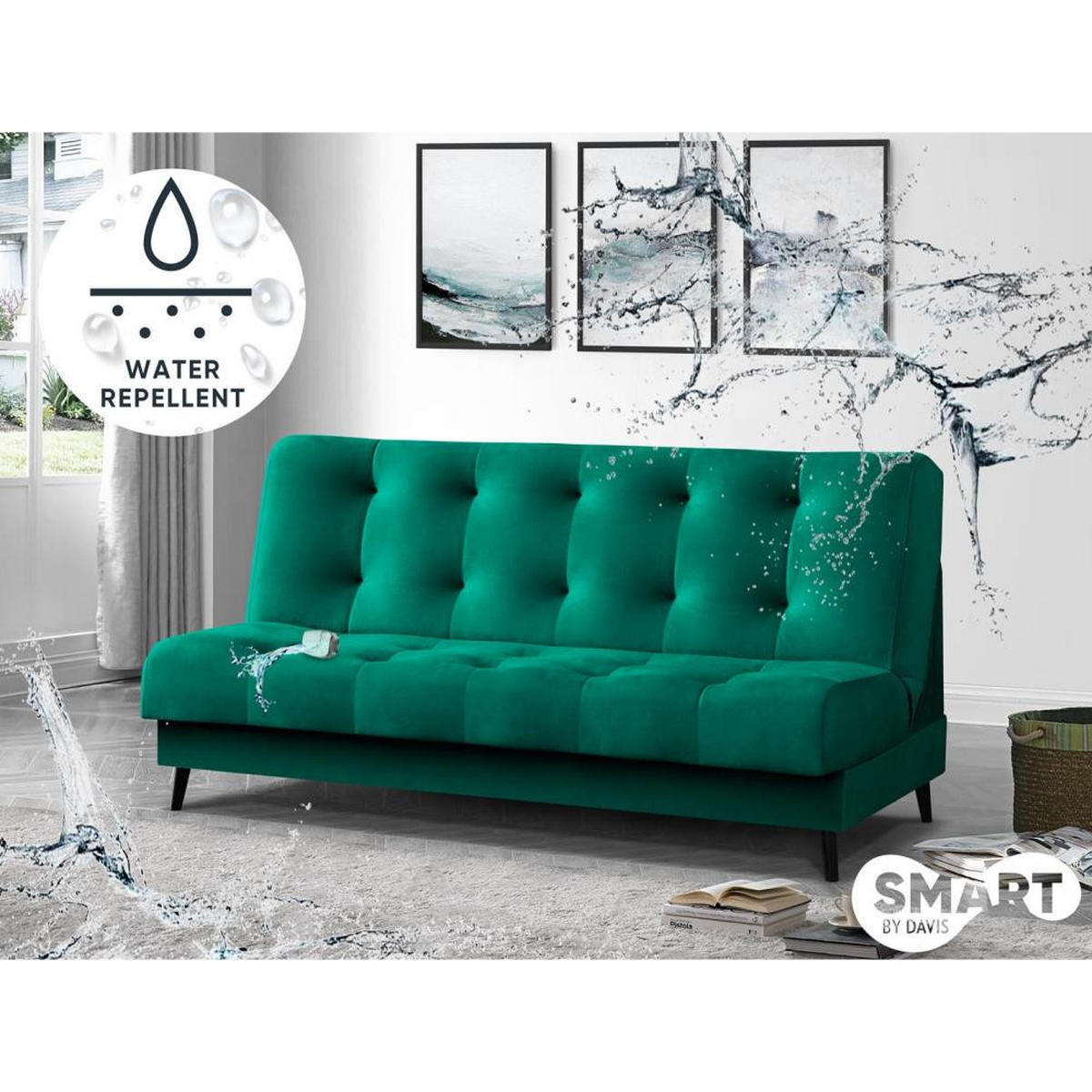 3-SITZER Schlafsofa Nancy grün - Dunkelgrün, Holz/Textil (220/89/93cm) - Beautysofa
