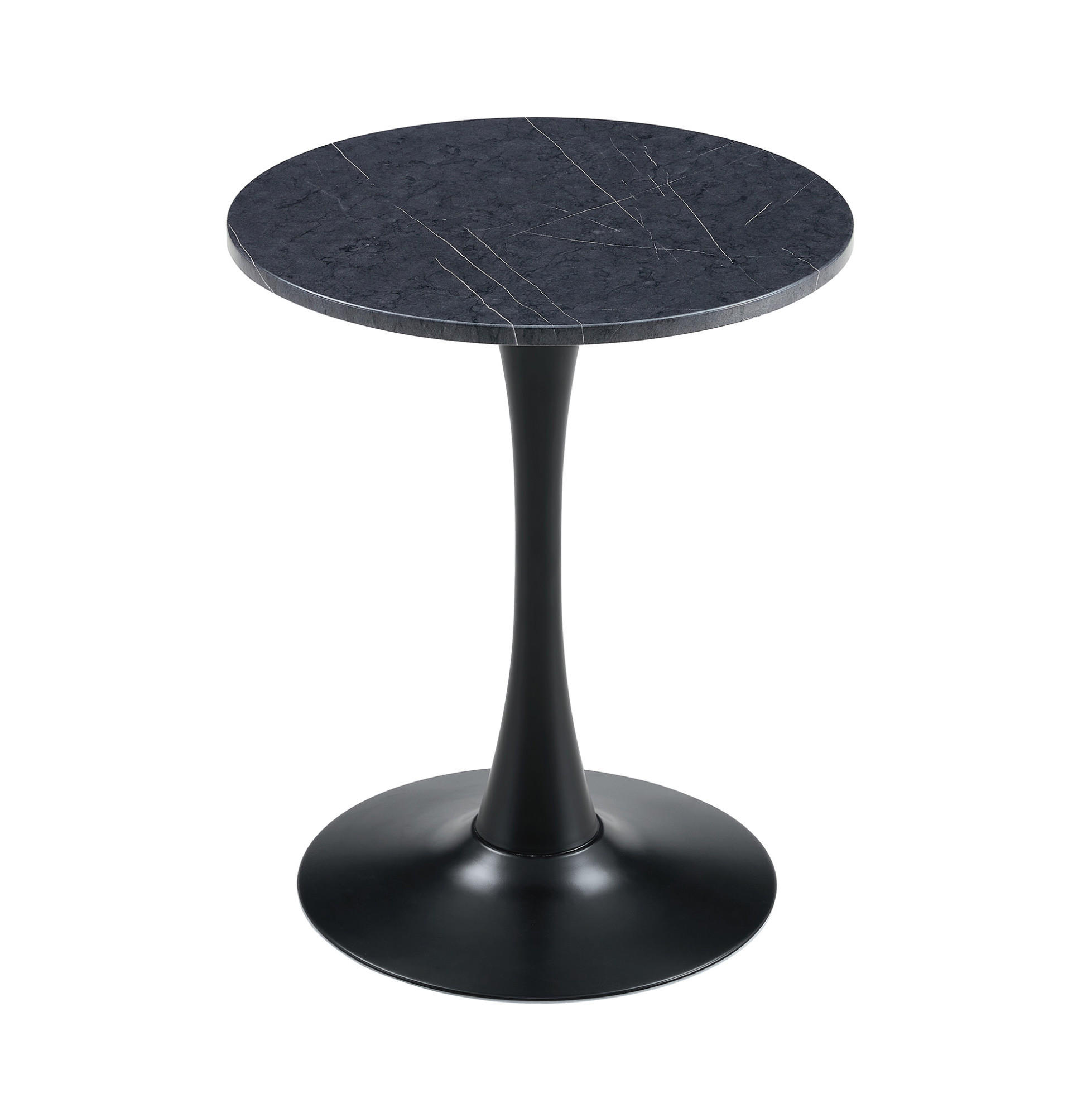 BEISTELLTISCH 60/60/72 cm Schwarz in Marmor-Optik aus MDF mit Metallfuß - Schwarz, Holzwerkstoff (60/60/72cm) - OKWISH