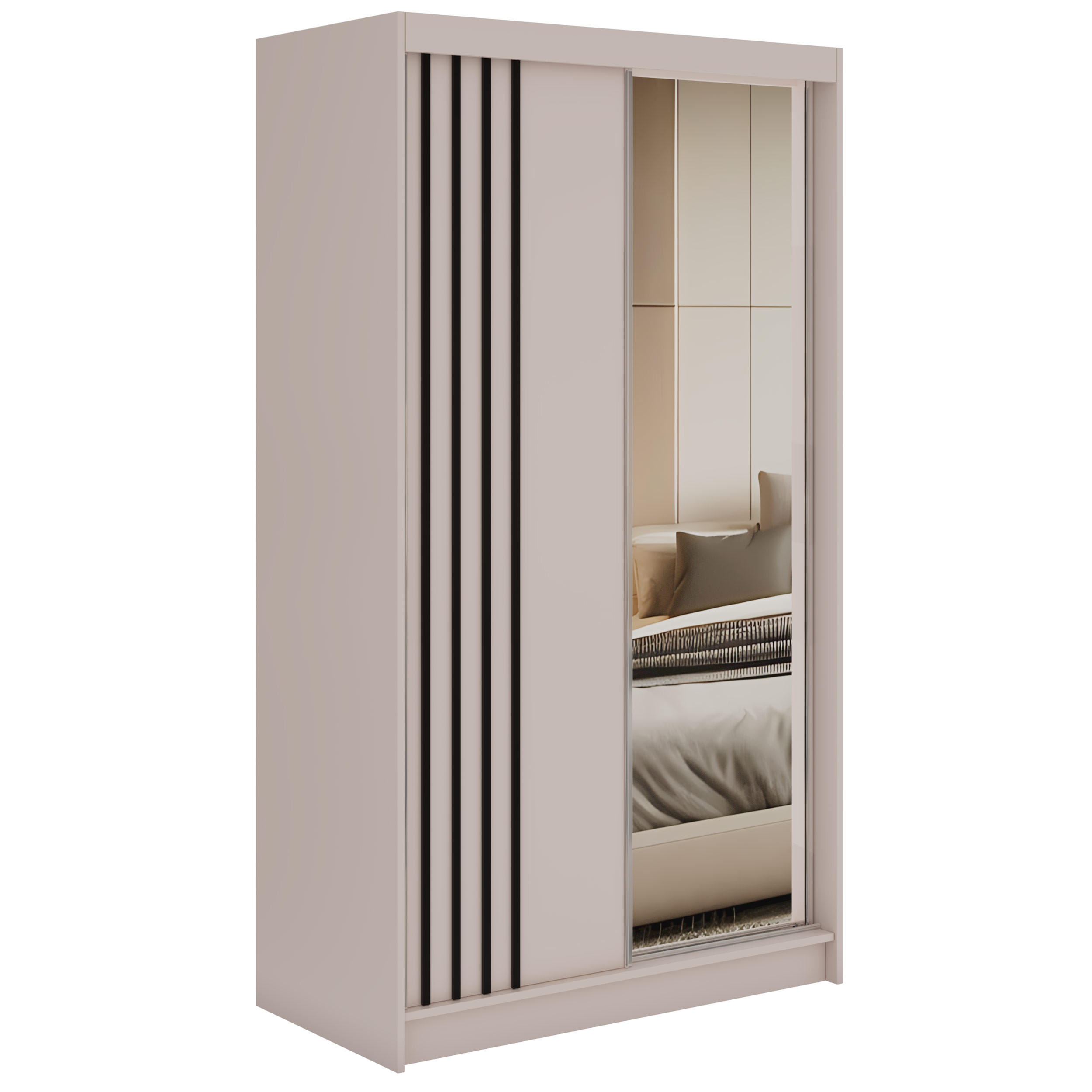 MKS Schwebetürenschrank Kaschmir, Schwarz 120x216x61 cm