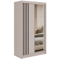 SCHWEBETÜRENSCHRANK mit Lamellen und Spiegel DIANA - 120 - Kaschmir und Schwarz - Kaschmir/Schwarz, Holzwerkstoff/Metall (120/216/61cm) - MKS