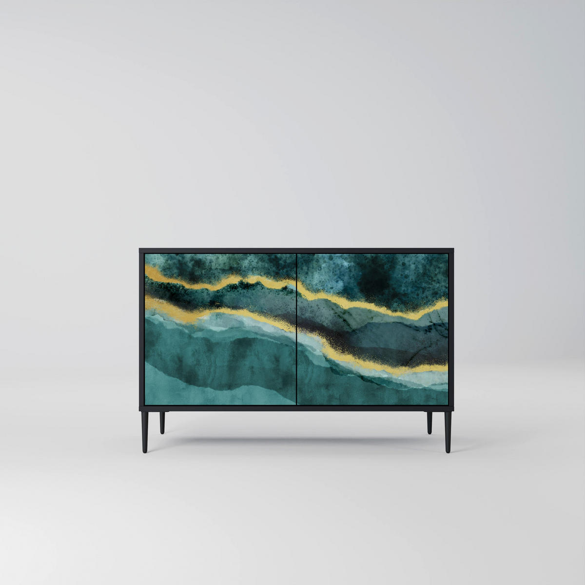 SIDEBOARD GOLDRUSH ODYSSEY, Eicheneffekt, 111x42x77,5 cm, 2 Türen - Eichefarben/Buchefarben, Holzwerkstoff/Buchenholz (111/77.5/42cm) - SpaceRebels