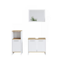 BADMÖBEL-SET Elvio Weiß 3 Teile - Weiß/Sonoma Eiche, Holzwerkstoff (60/82/28cm) - Vicco