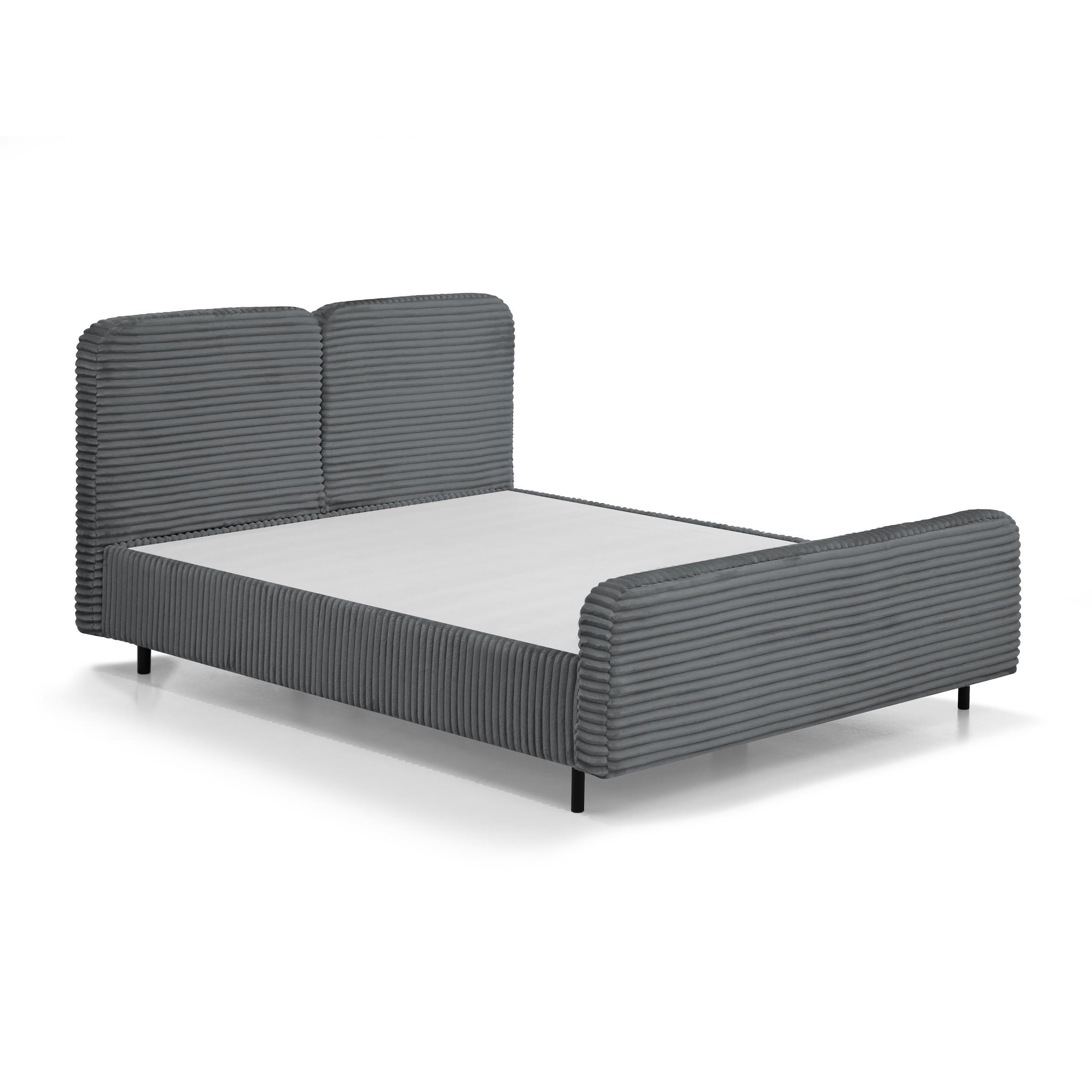 POLSTERBETT Lea mit Bettkasten, 140x200, Dunkelgrau - Dunkelgrau/Schwarz, Textil (140/200cm) - Beautysofa