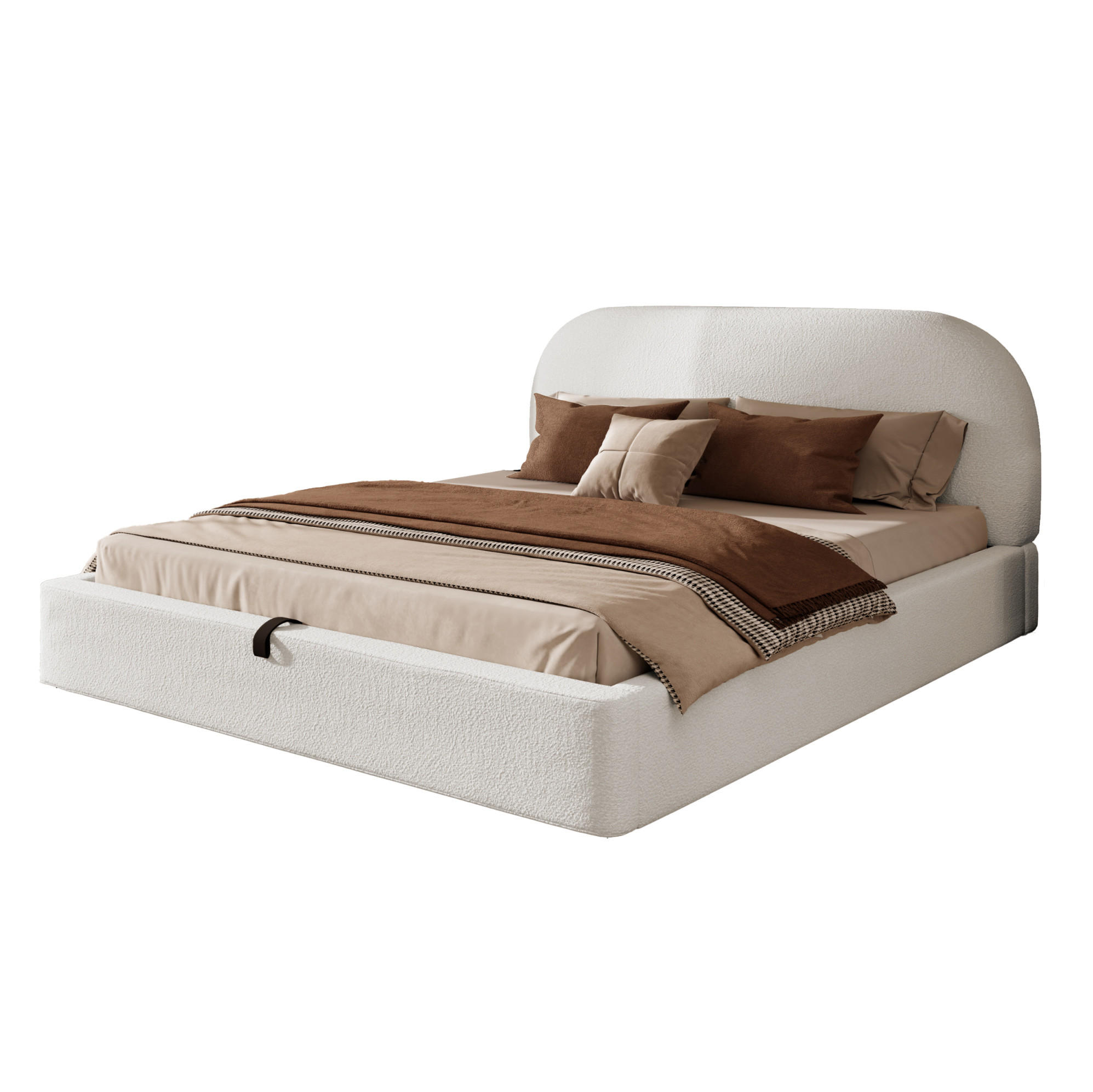 POLSTERBETT 180/200 cm Beige aus Bouclé mit Stauraum - Beige, Textil (180/200cm) - OKMYHOME