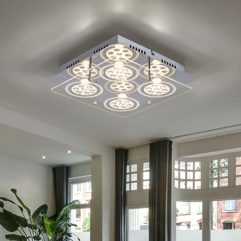 LED DECKENLEUCHTE GIANNA Silber Kristalloptik - Silberfarben, Glas (33/33/8cm) - Esto