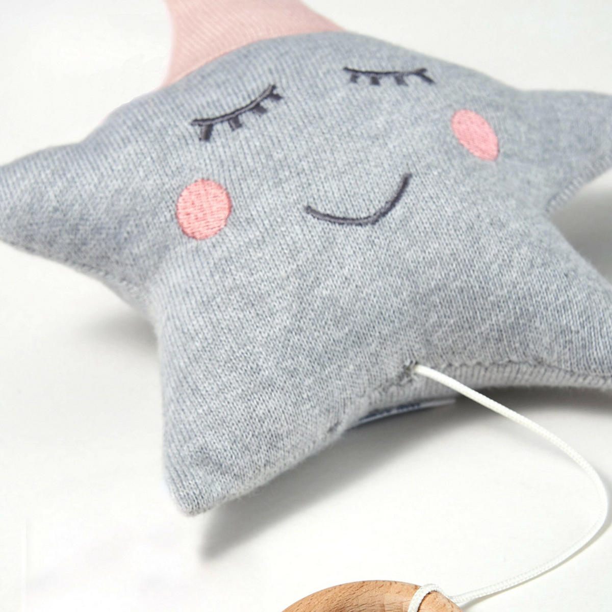 SPIELUHR Baby Geschenk Set: Spieluhr + Rassel Stern Rosa - Rosa, Textil (15/4/22cm) - nordic coast company