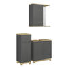 BADMÖBEL-SET Livia Anthrazit/Eiche 3 Teile, mit Midischrank - Eichefarben/Anthrazit, Holzwerkstoff (60/60/30cm) - Vicco