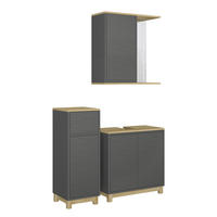 BADMÖBEL-SET Livia Anthrazit/Eiche 3 Teile, mit Midischrank - Eichefarben/Anthrazit, Holzwerkstoff (60/60/30cm) - Vicco