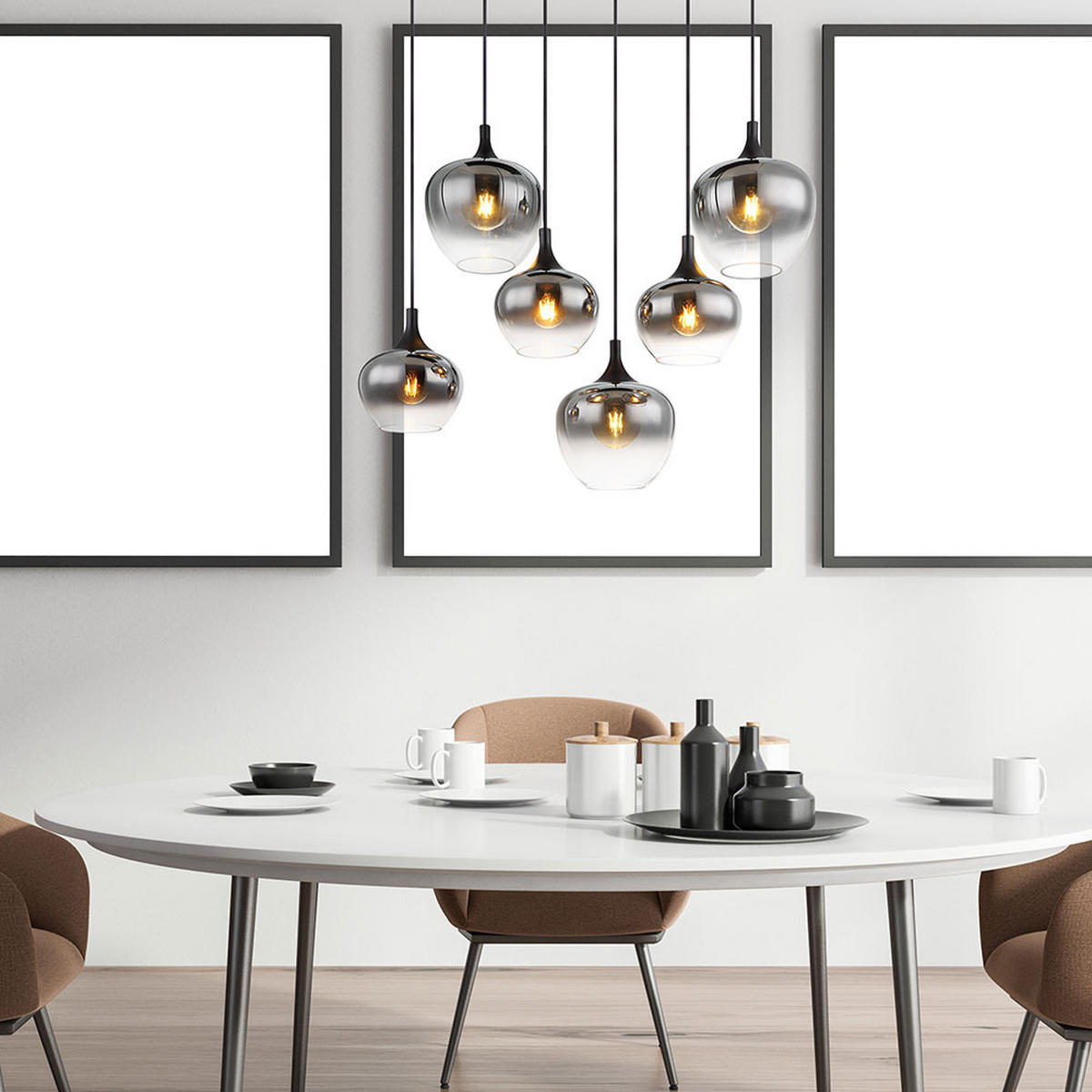 HÄNGELEUCHTE Metall Glas Grau Rauchoptik - Grau, Glas (86/42/120cm) - Globo Lighting