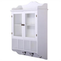 WANDSCHRANK LOTTA 4 Ablagefächer, Glastüren antik-weiß - Weiß, Holz (61/86/21cm) - DESIGN DELIGHTS