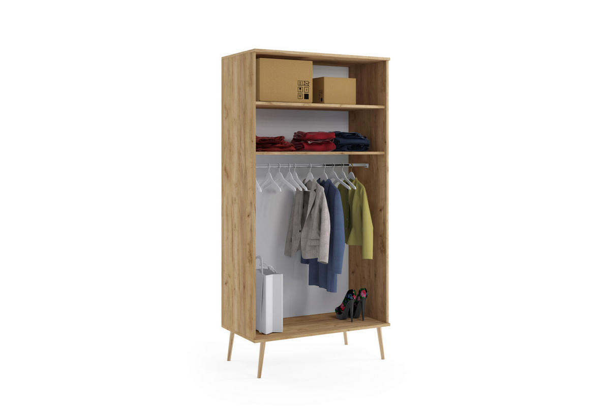 KLEIDERSCHRANK Schrank Kriml Eichenfarbe 180x202 cm - Sonoma Eiche, Holz (52/202/180cm) - Fedve