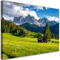 LEINWANDBILD Landschaft Berge Täler Natur 120x80cm - Grün, Textil (120/80cm) - Feeby