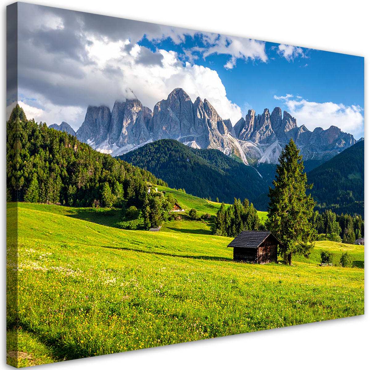 LEINWANDBILD Landschaft Berge Täler Natur 120x80cm - Grün, Textil (120/80cm) - Feeby