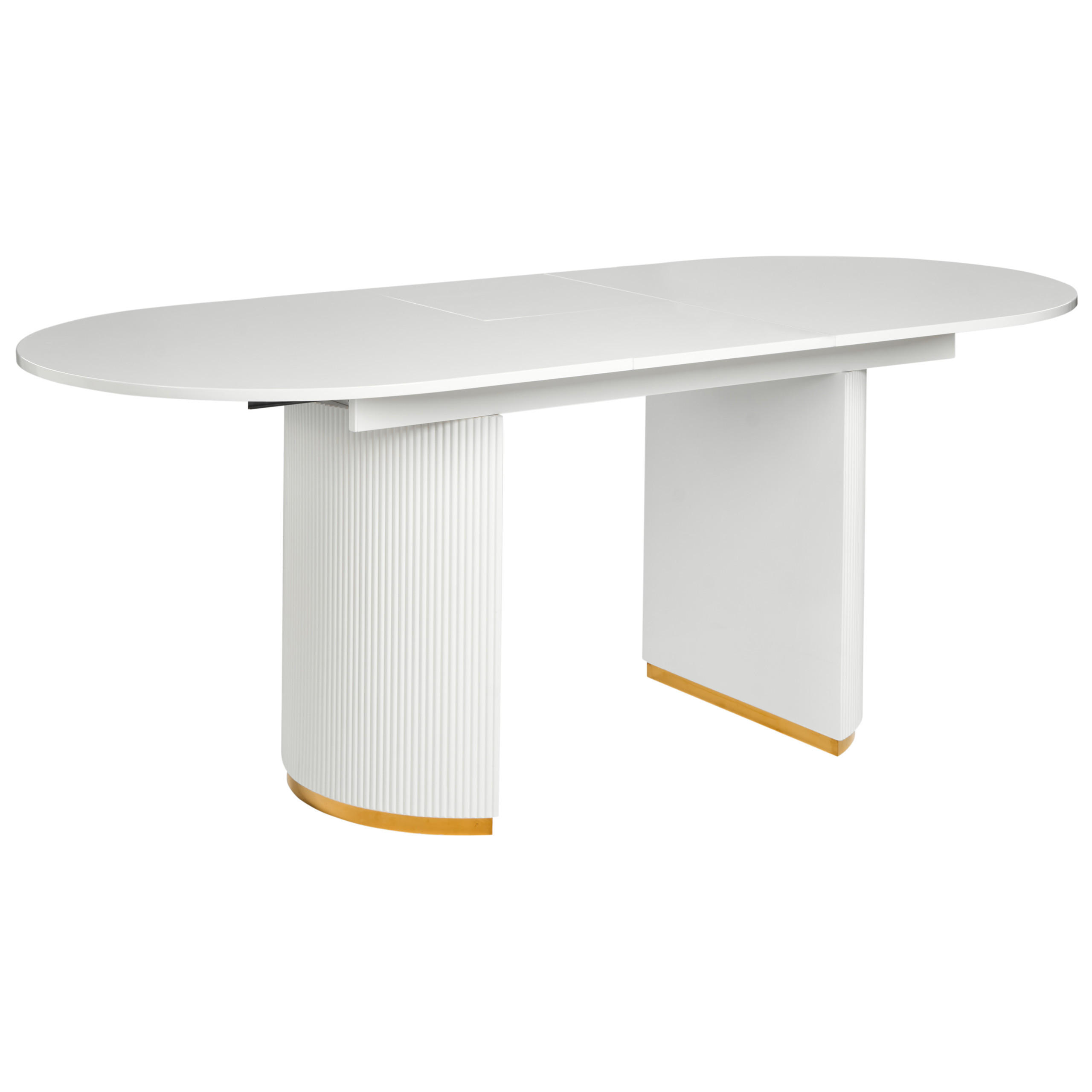 ESSTISCH ausziehbar Weiß 160-200/90 cm Dulverton - Weiß, Holzwerkstoff (160/90/75cm) - Beliani