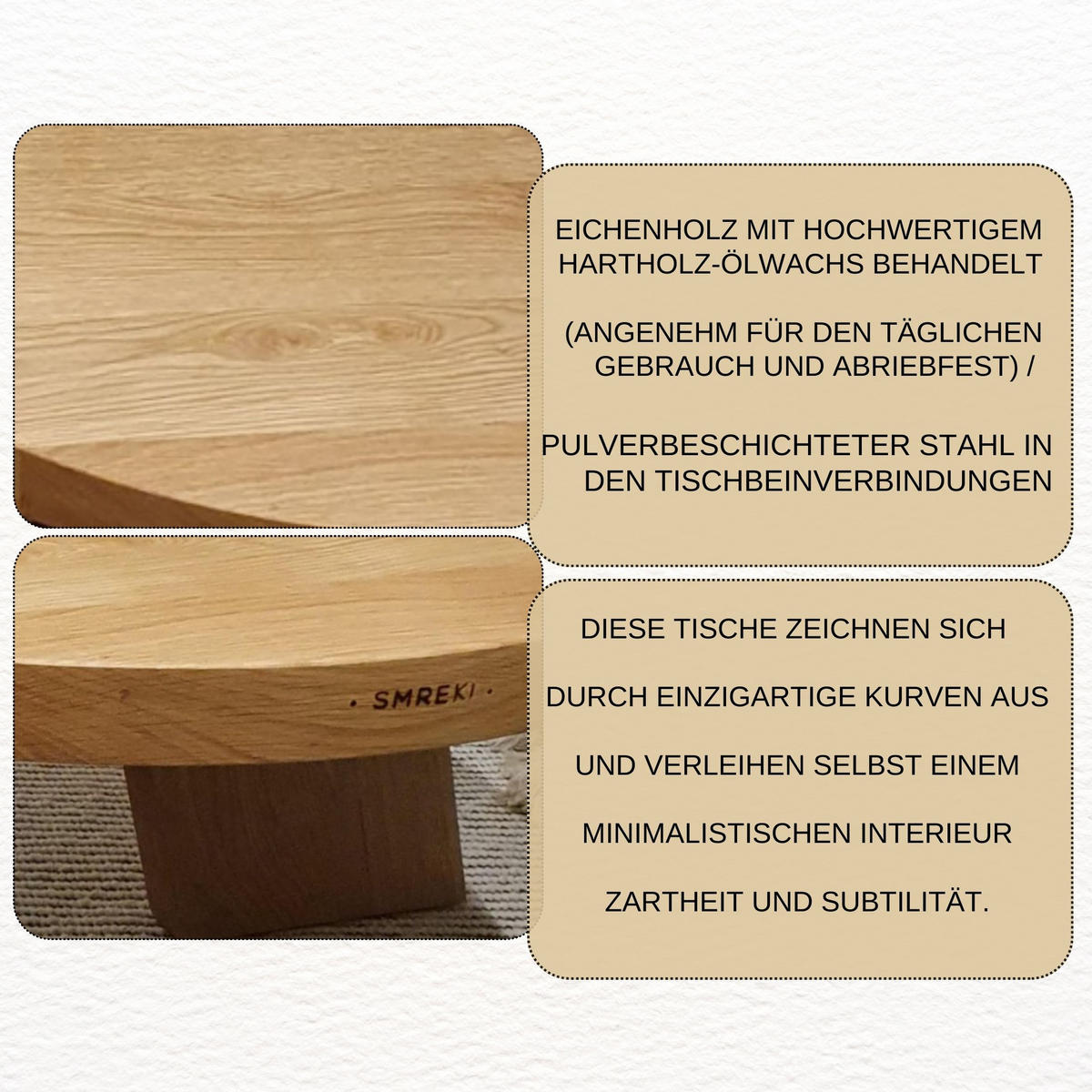COUCHTISCH Eichenholz vollmassiv rund Naturbelassenen 60/60/37 - Naturfarben, Holz (60/60/37cm)