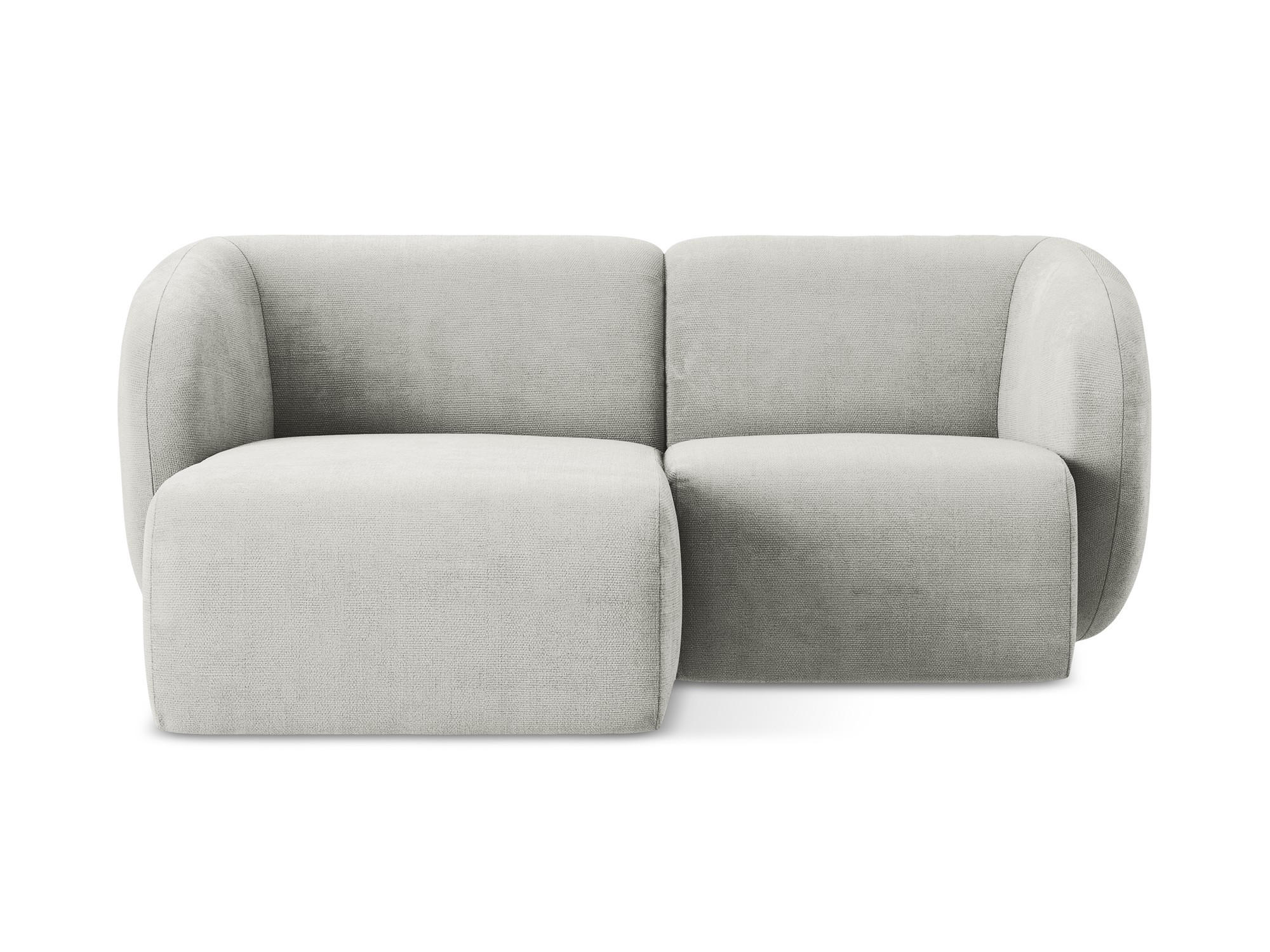 ECKSOFA Links Chenille Stoff Grau - Hellgrau/Schwarz, Holzwerkstoff/Kunststoff (178/166cm) - Makamii