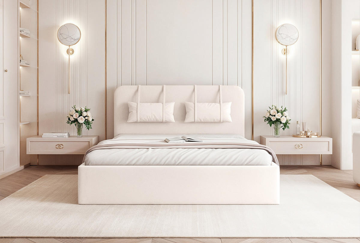 POLSTERBETT Lexal 200x200 cm, Cremeweiß - Ecru, Textil (200/200cm) - Fedve