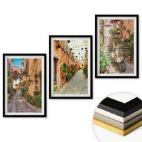 WANDBILDER 3er-Set - 40x60 cm Schwarzer Rahmen - Straßen, Blumen, italienisches Flair - Schwarz, Kunststoff (40/60cm) - ArtPrintCave