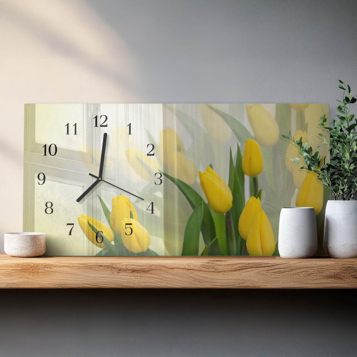 WANDUHR 60x30 cm - Gras - Gelb, Glas (60/30/0.4cm) - TULUP