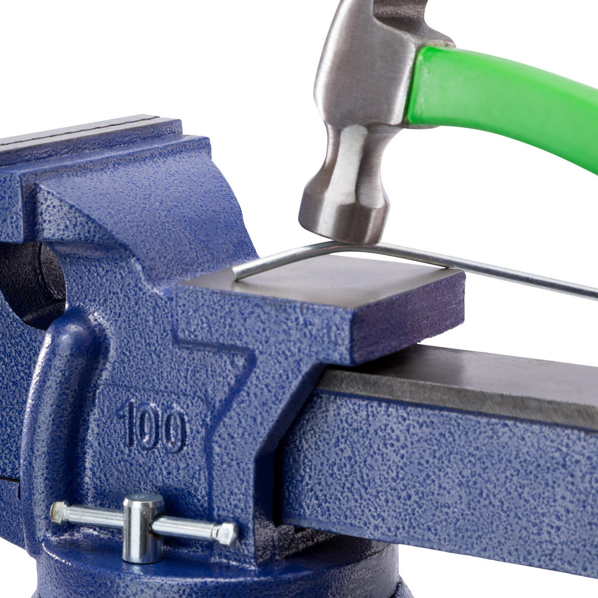 SCHRAUBSTOCK ,3 Anschraublöcher,blau - Blau, Metall (27/10/15cm) - tectake