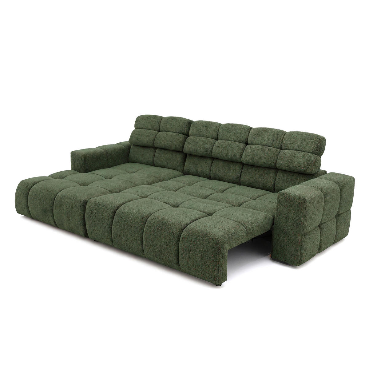 ECKSOFA TENDER Links mit Schlaffunktion und Verstellbare Kopfstützen, Chenille grün - Schwarz/Grün, Holz/Kunststoff (315/176cm) - Muffo