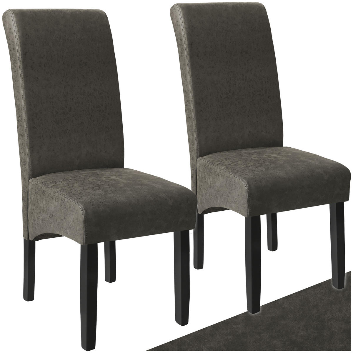 ESSZIMMERSTUHL 2er Set 44 x 63 x 106 cm grau marmoriert - Grau, Textil (44/106/45cm) - tectake