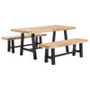 GARTENMÖBEL SET Akazienholz schwarz/hellbraun Scania - Hellbraun/Schwarz, Holz - Beliani