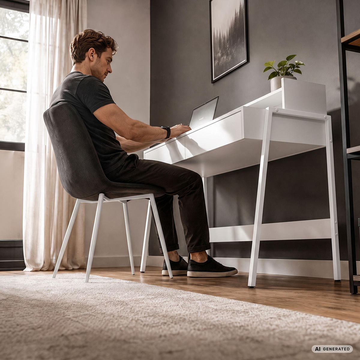 SCHREIBTISCH FLUX 78 cm Weiß - Weiß, Holzwerkstoff (78/48/95cm) - Akord