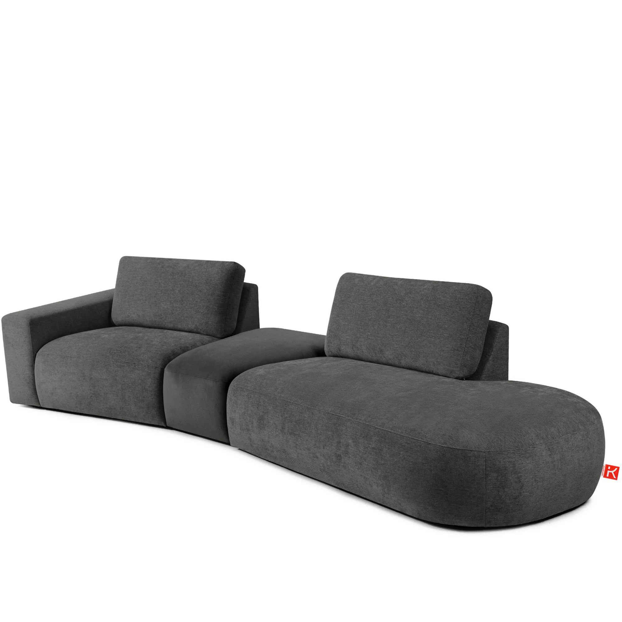 4-SITZER ECKSOFA ZUCCO Chenille rechts, Anthrazit - Anthrazit, Textil (350/84/105cm) - KONSIMO®
