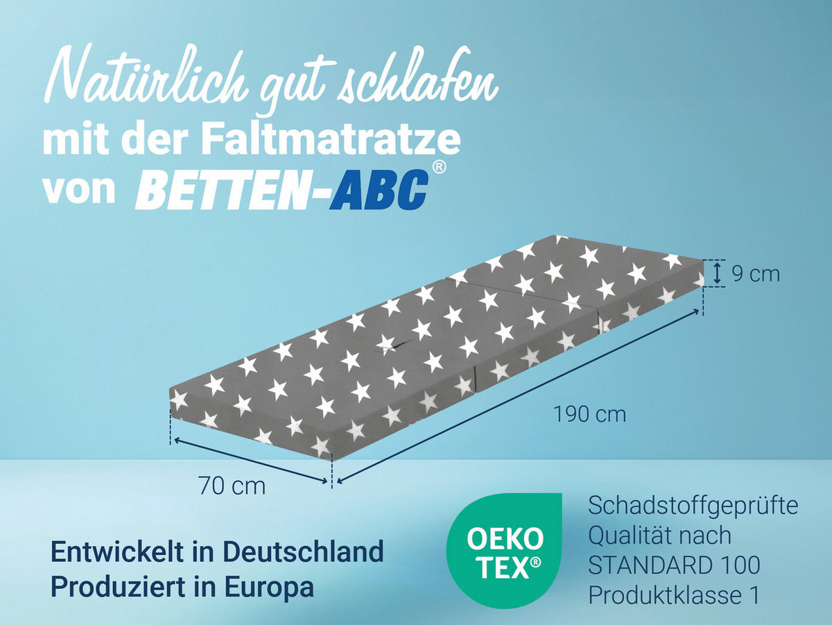 FALTMATRATZE Samba , Farbe: Sternenmuster (Grau) - Grau, Textil (70/190cm) - Sun Garden