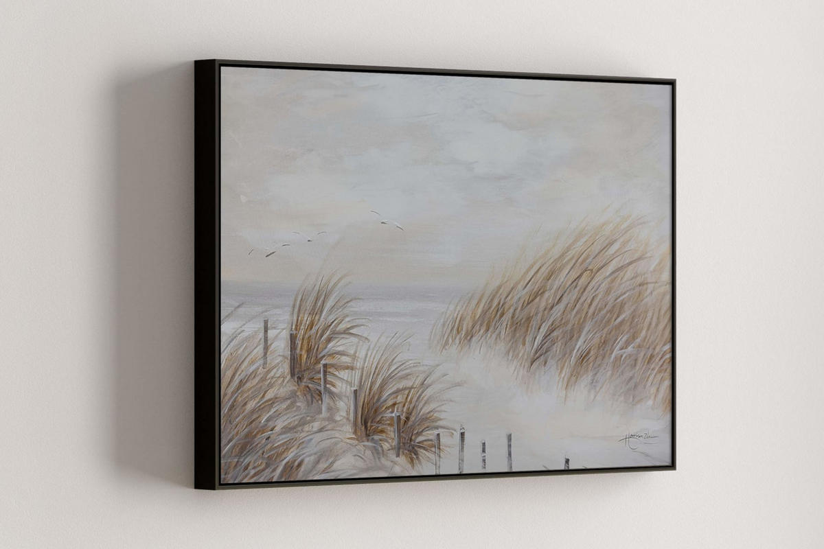 RUČNĚ MALOVANÝ AKRYLOVÝ OBRAZ BÉŽOVÝ, 90/60 CM - béžová, dřevo/textil (90/60cm) - KUNSTLOFT